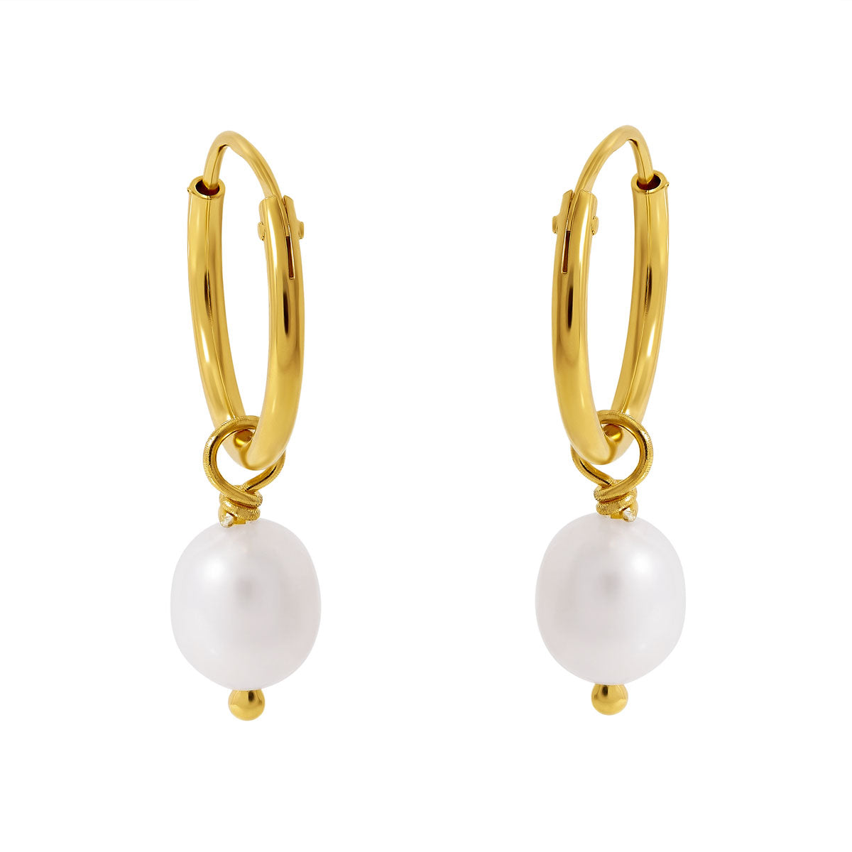 Delicate Pearl Sleepers 18K Gold