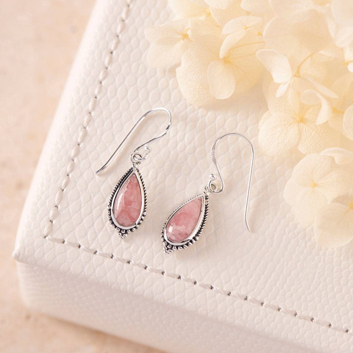 Sybil Rhodochrosite Drop Earrings