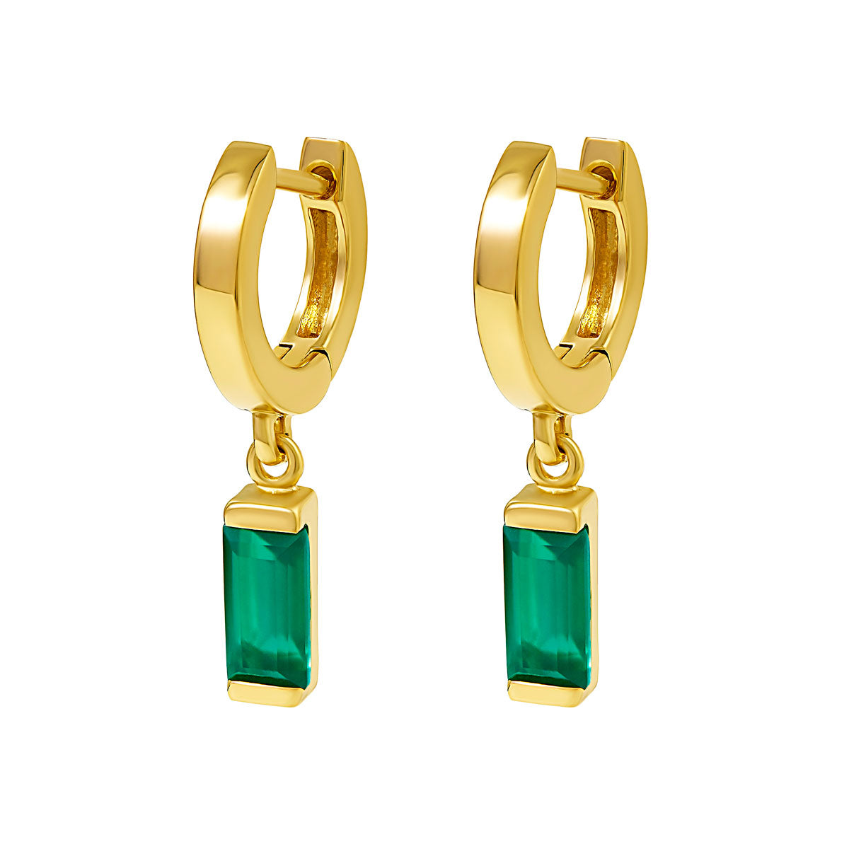 Divine Green Onyx Huggies Gold