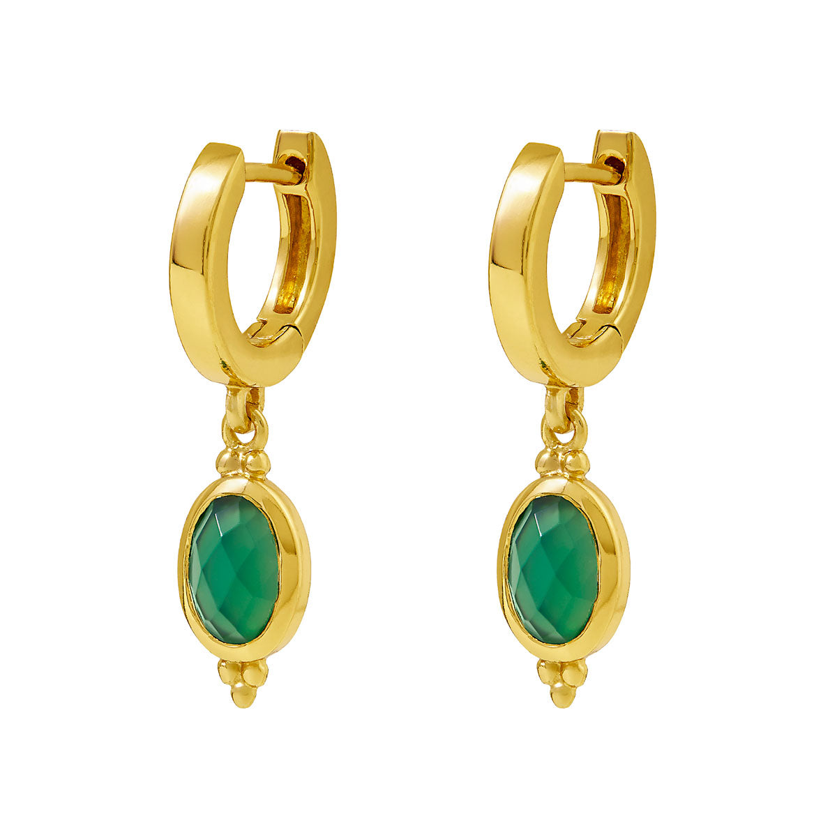 Moon Song Green Onyx Huggies Gold