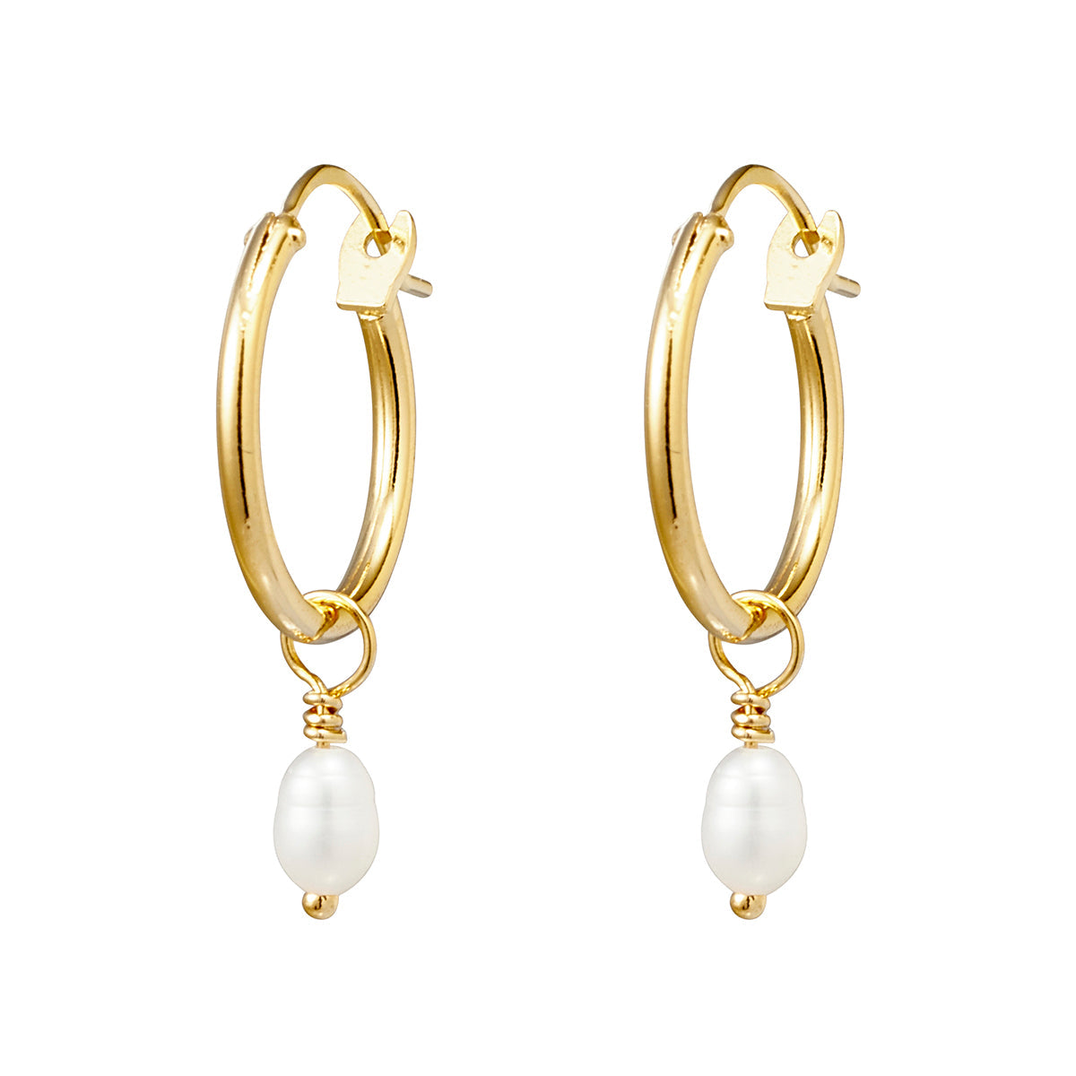 Dainty Pearl Hoops Gold