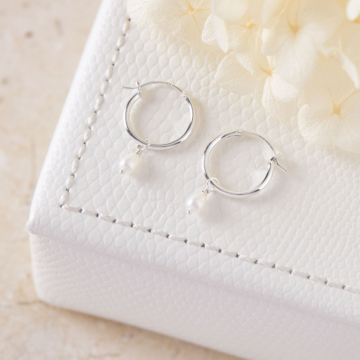 Dainty Pearl Hoops