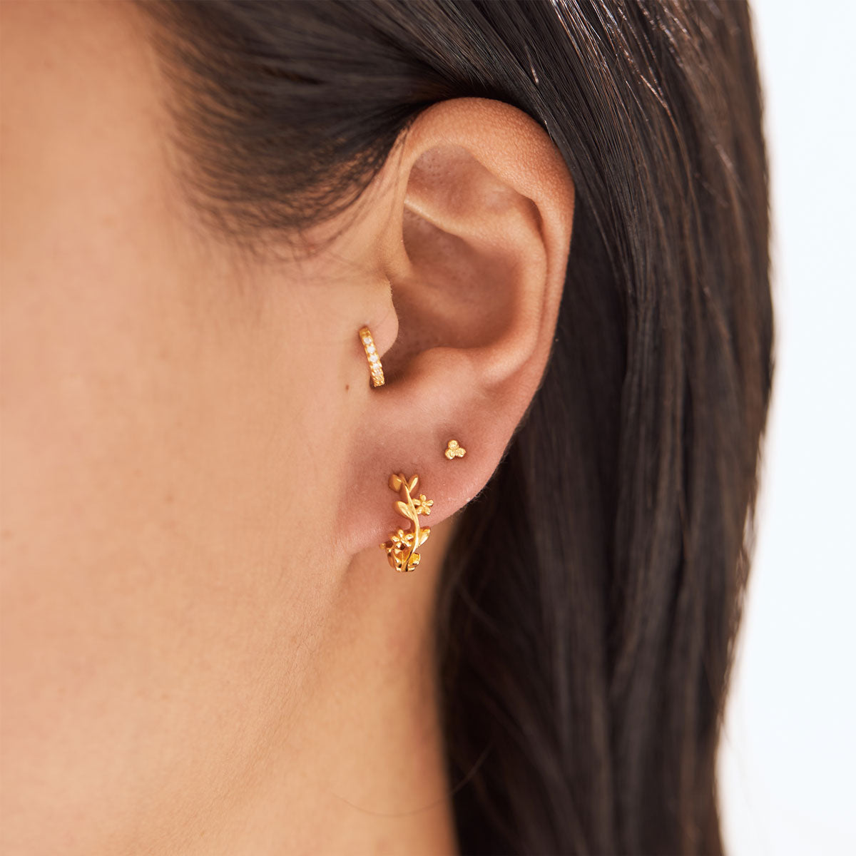 Floral Wreath Huggies Gold