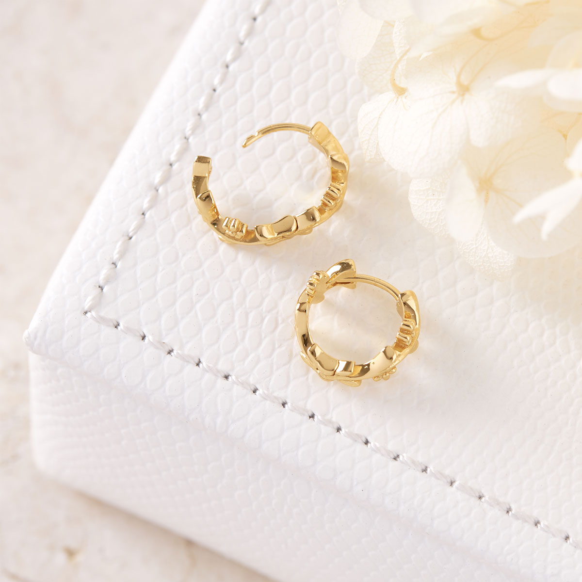 Floral Wreath Huggies Gold