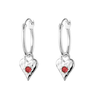 Love Heart Garnet Hoops