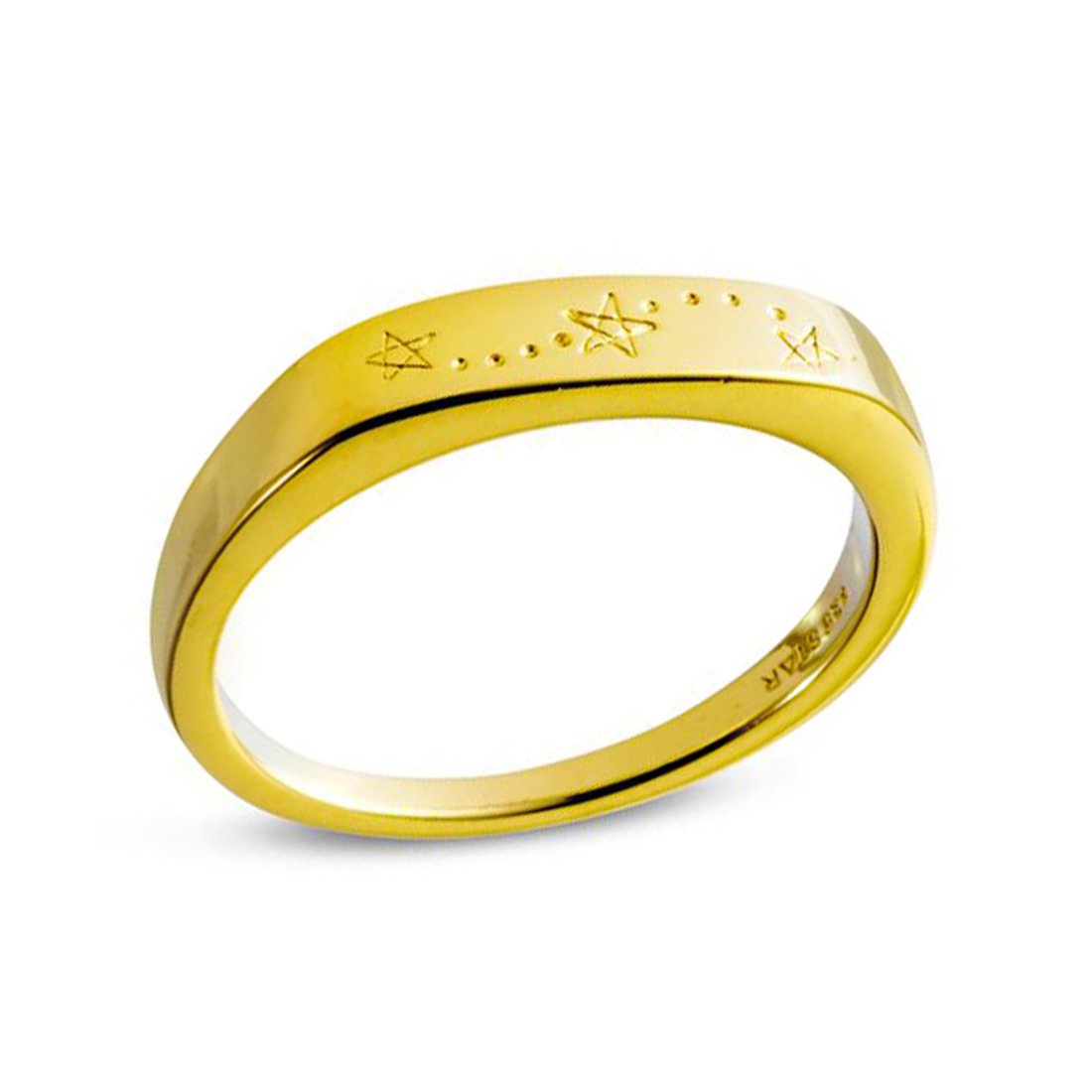 Tri Star Signet Gold Ring