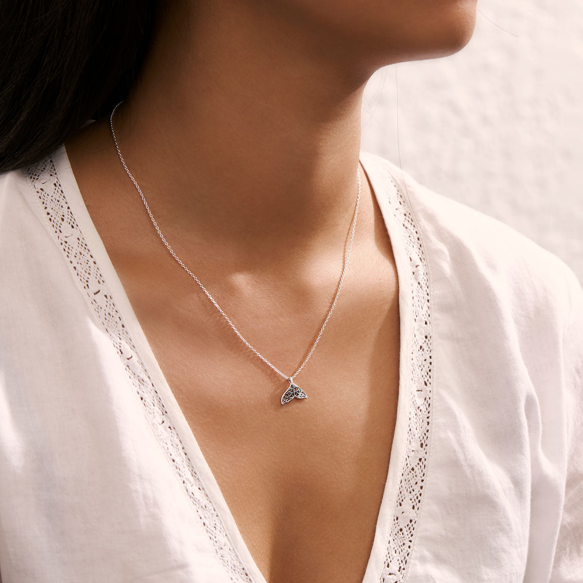 Dainty Mandala Dolphin Tail Necklace