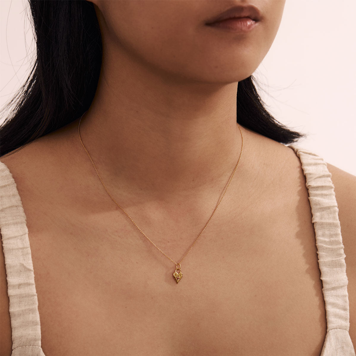 Love Heart Garnet Necklace Gold