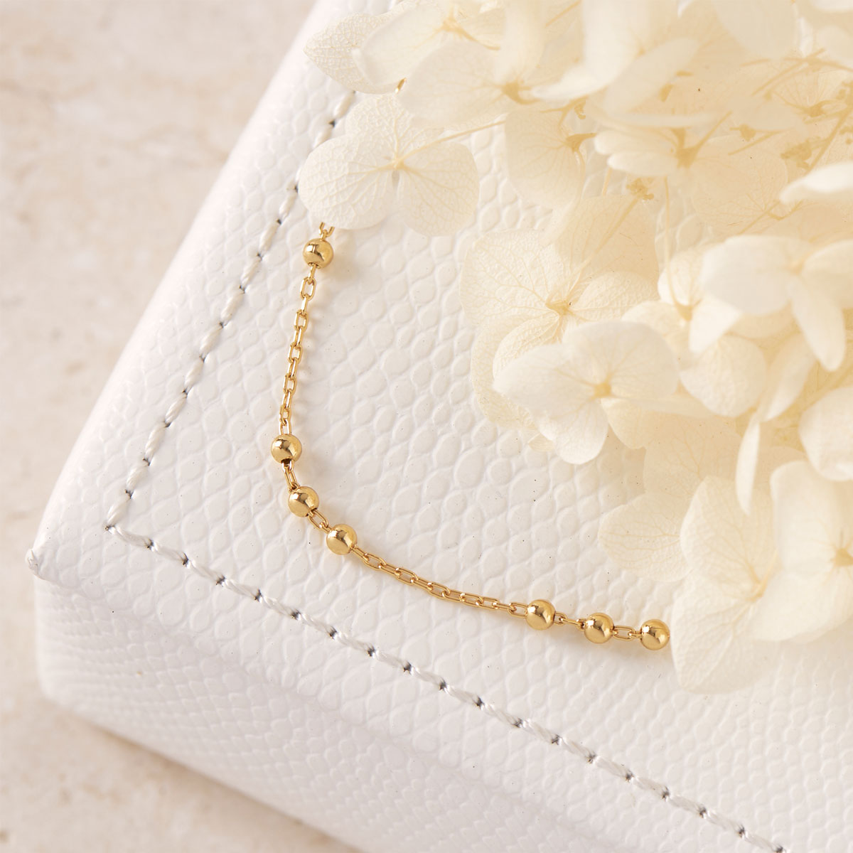 Beaded Chain Necklace Gold