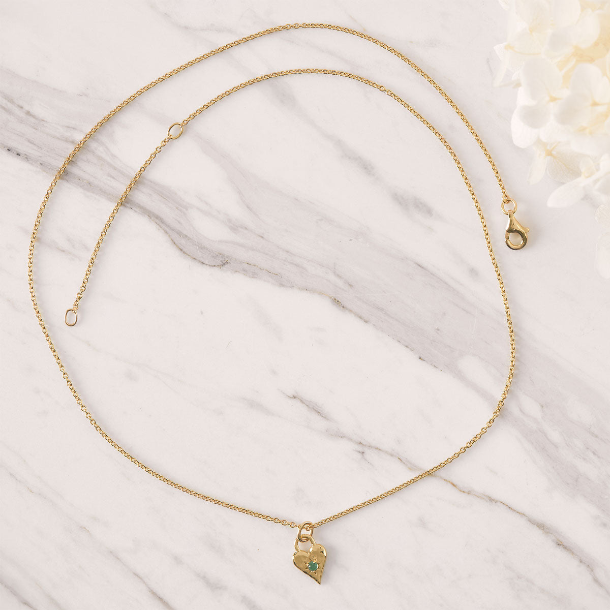 Love Heart Green Onyx Necklace 18K Gold