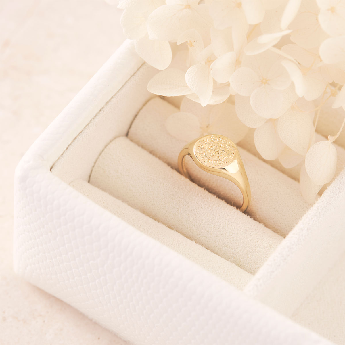 Dainty Sun Signet Ring Gold