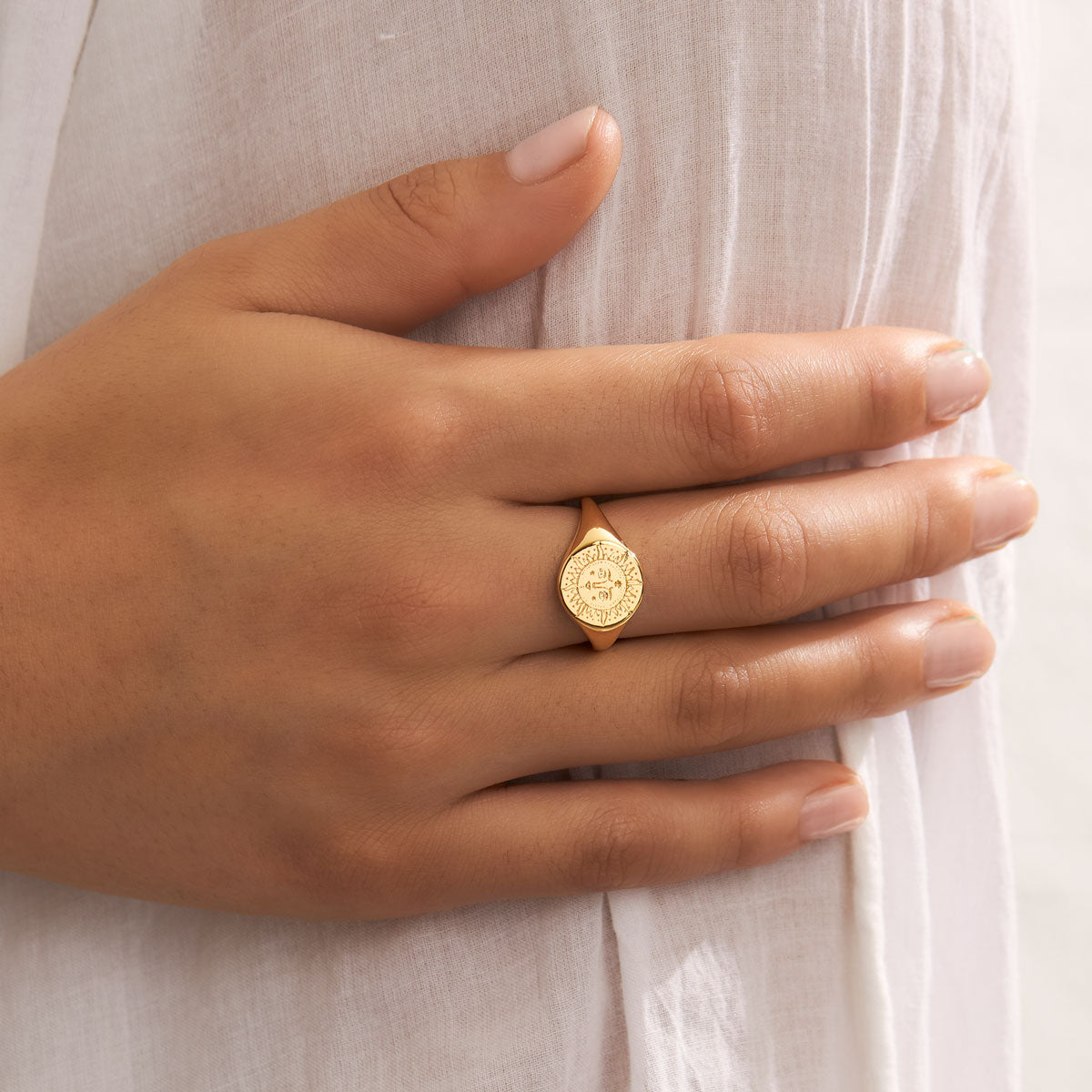 Sun Signet Gold Ring