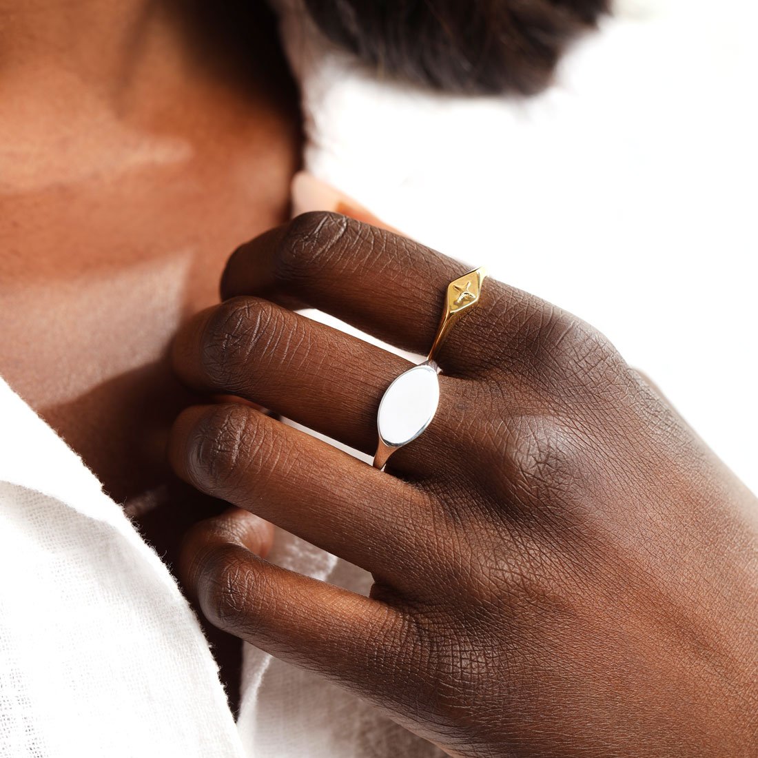 Celestial Diamond Signet Ring  Gold