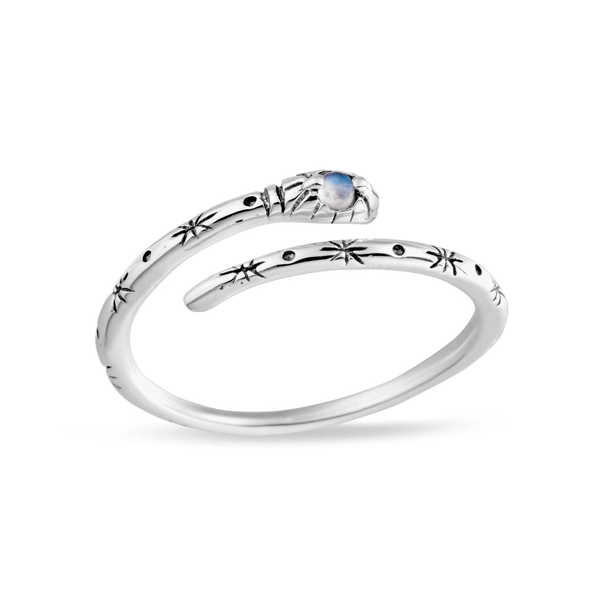 Delicate Mystic Serpent Moonstone Ring