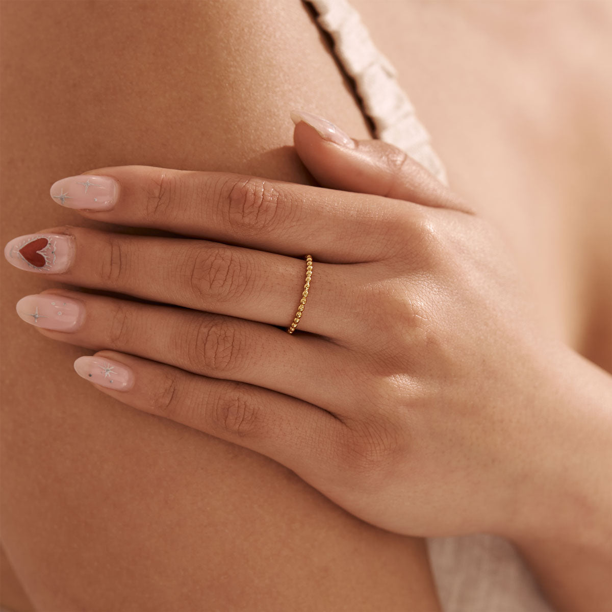 Dainty Beaded Ring Gold