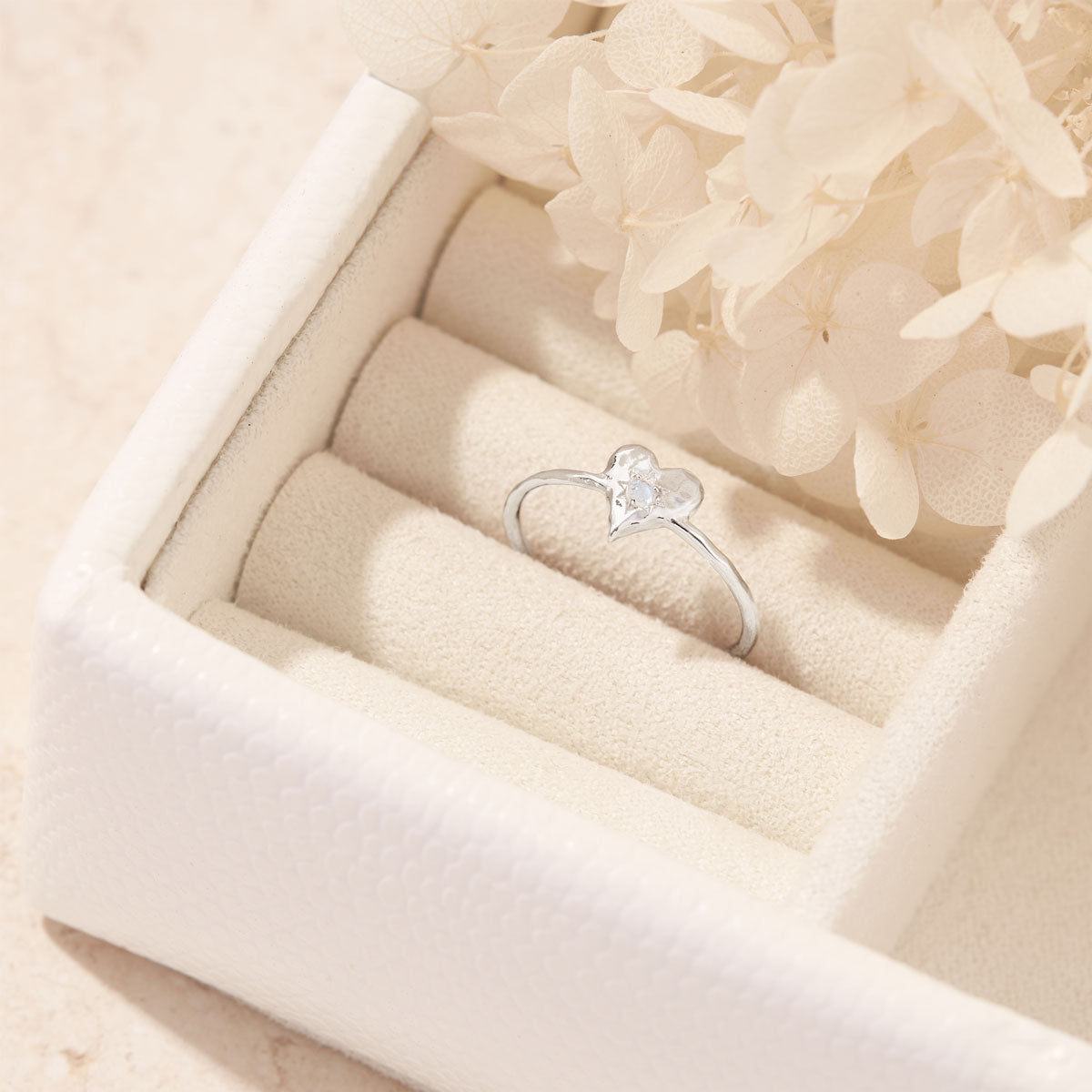 Love Heart Moonstone Ring