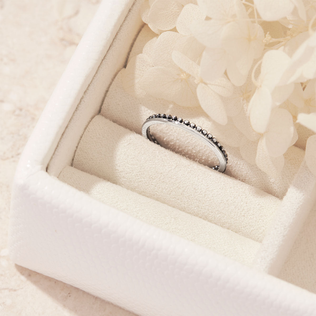 Dainty Beaded Stacker Ring