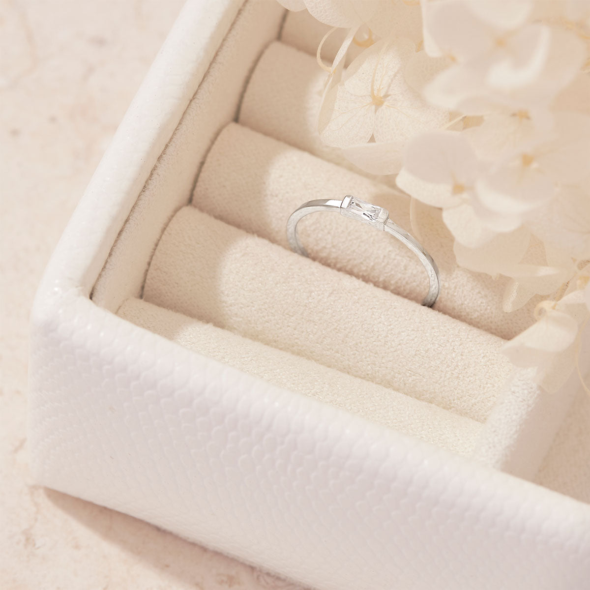 Lumen Baguette White Topaz Ring