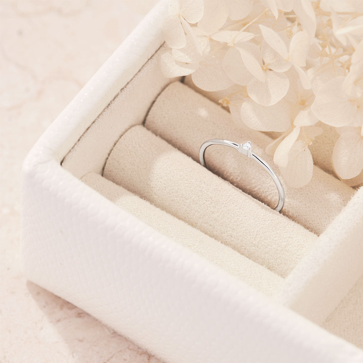 Delicate White Topaz Comet Ring