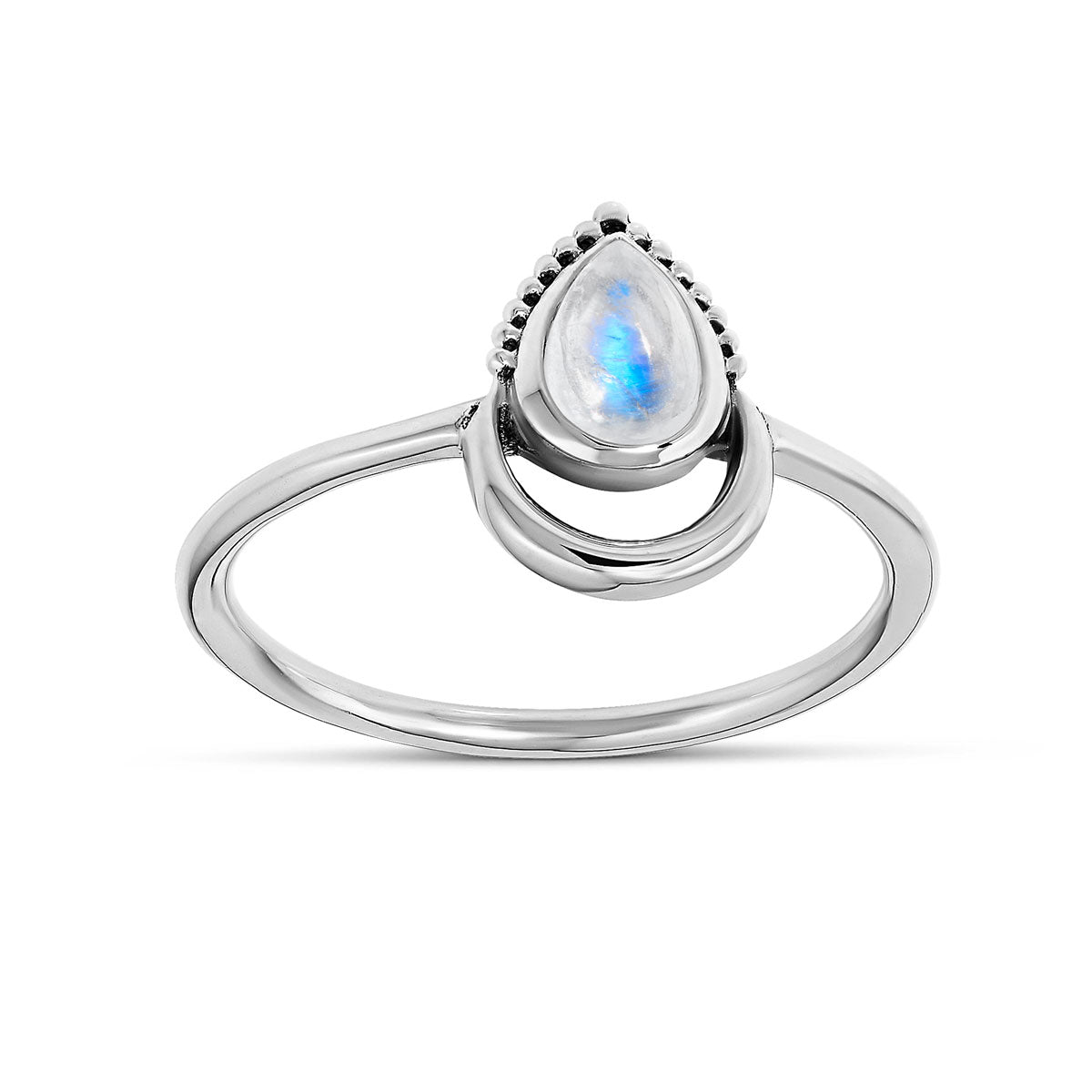 Crescent Dawn Moonstone Ring