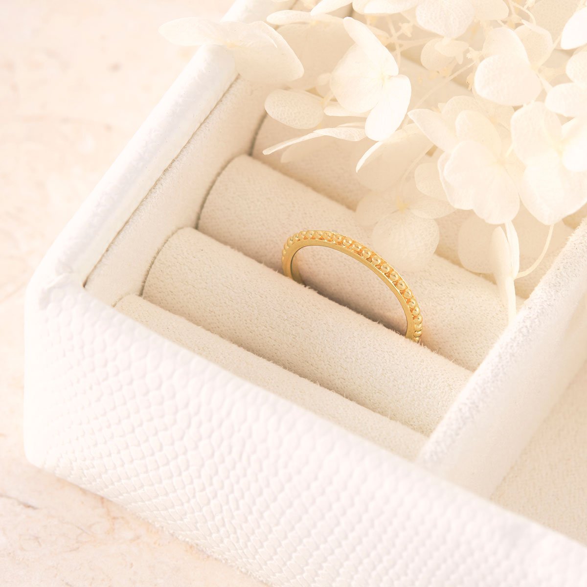 Beaded Stacker Ring Gold