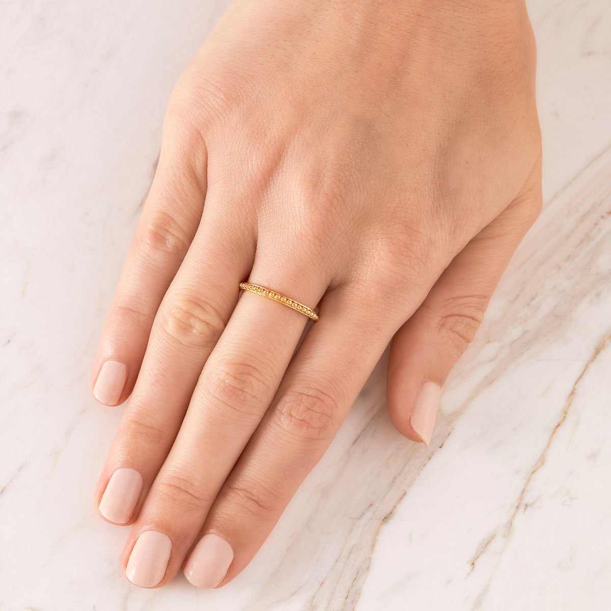 Beaded Stacker Ring Gold