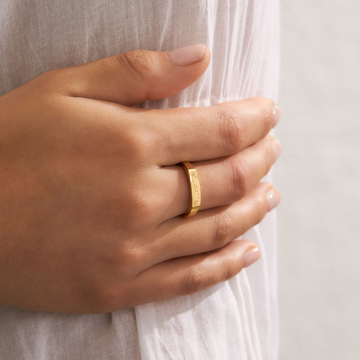 Tri Star Signet Gold Ring