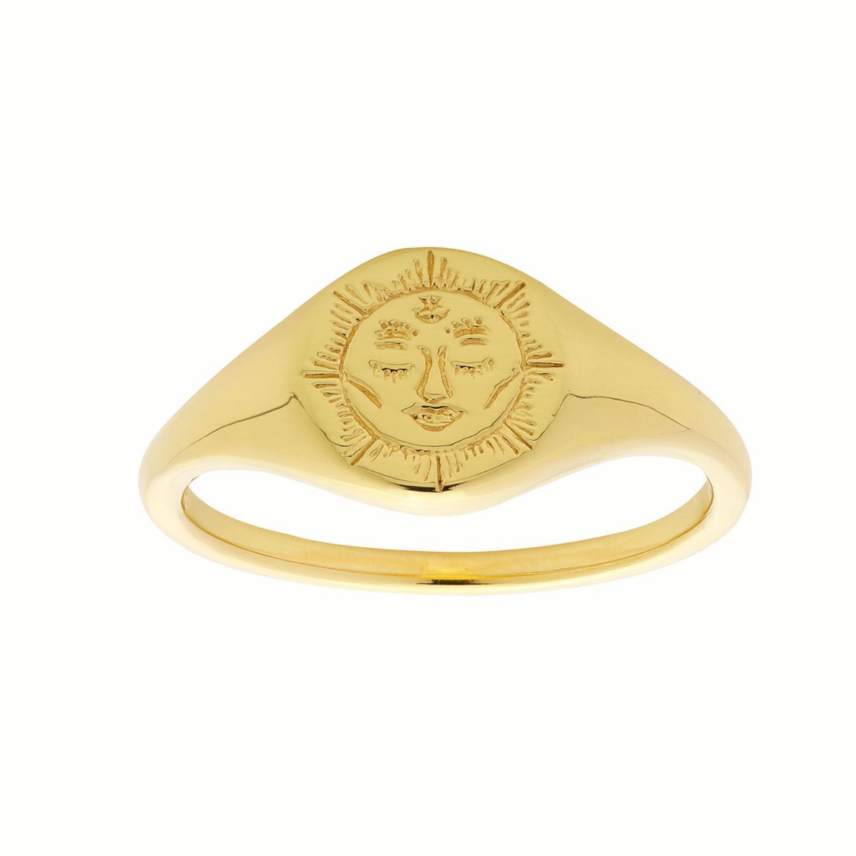 Dainty Moon Signet Ring Gold