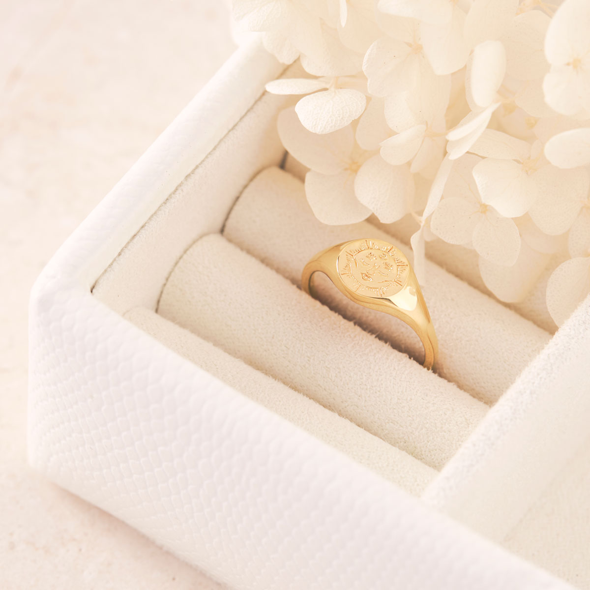 Dainty Moon Signet Ring Gold