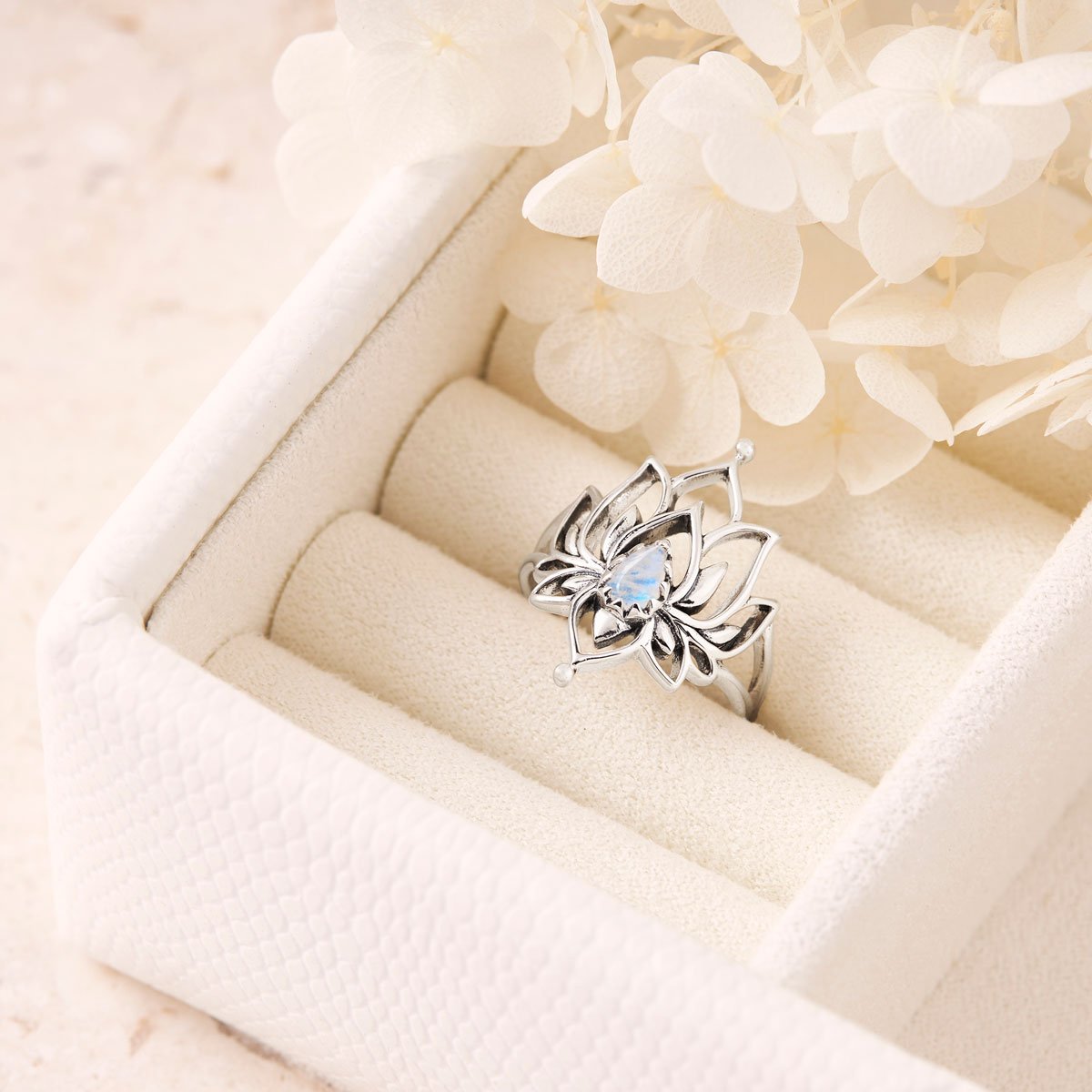 Lotus Romance Moonstone Ring