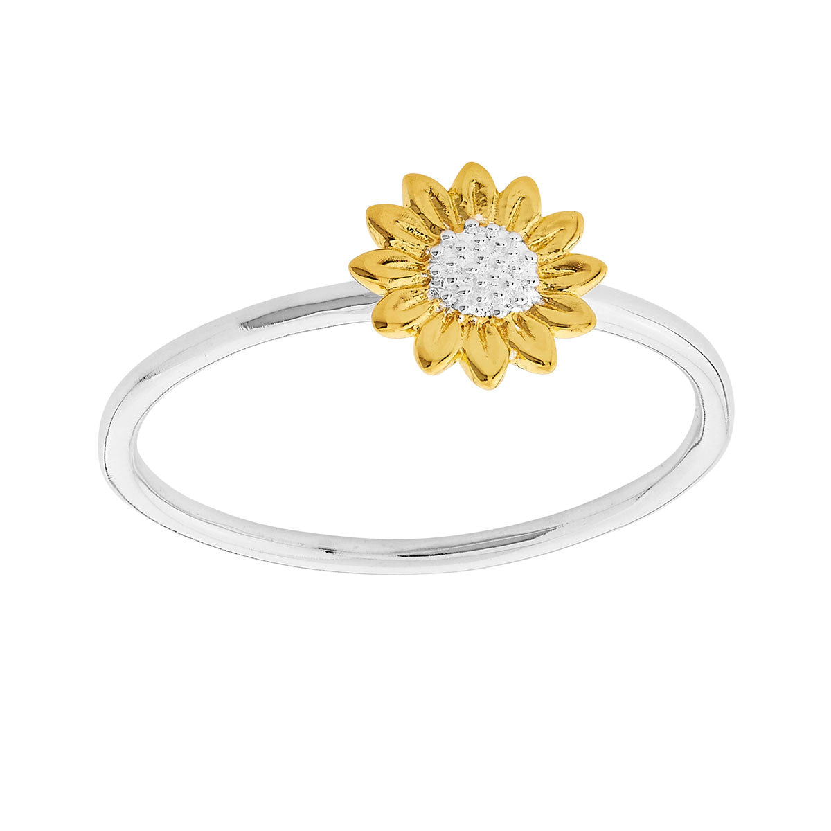 Delicate Sunflower Two Tone Ring