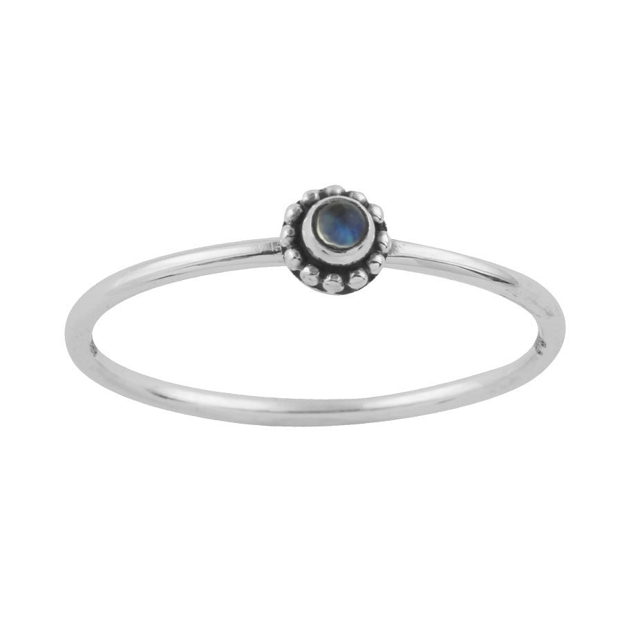 Dainty Beaded Flower Moonstone Ring