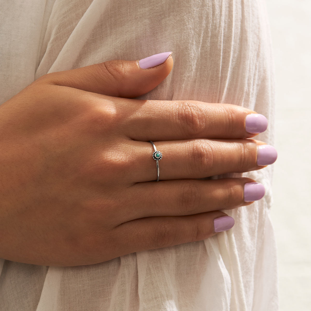 Dainty Beaded Turquoise Flower Ring