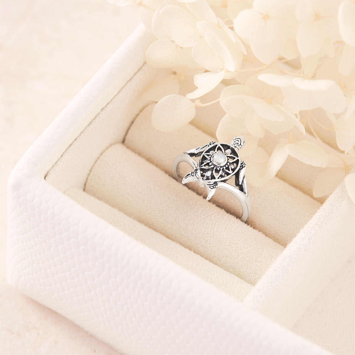 Enlightened Pearl Spirit Turtle Ring