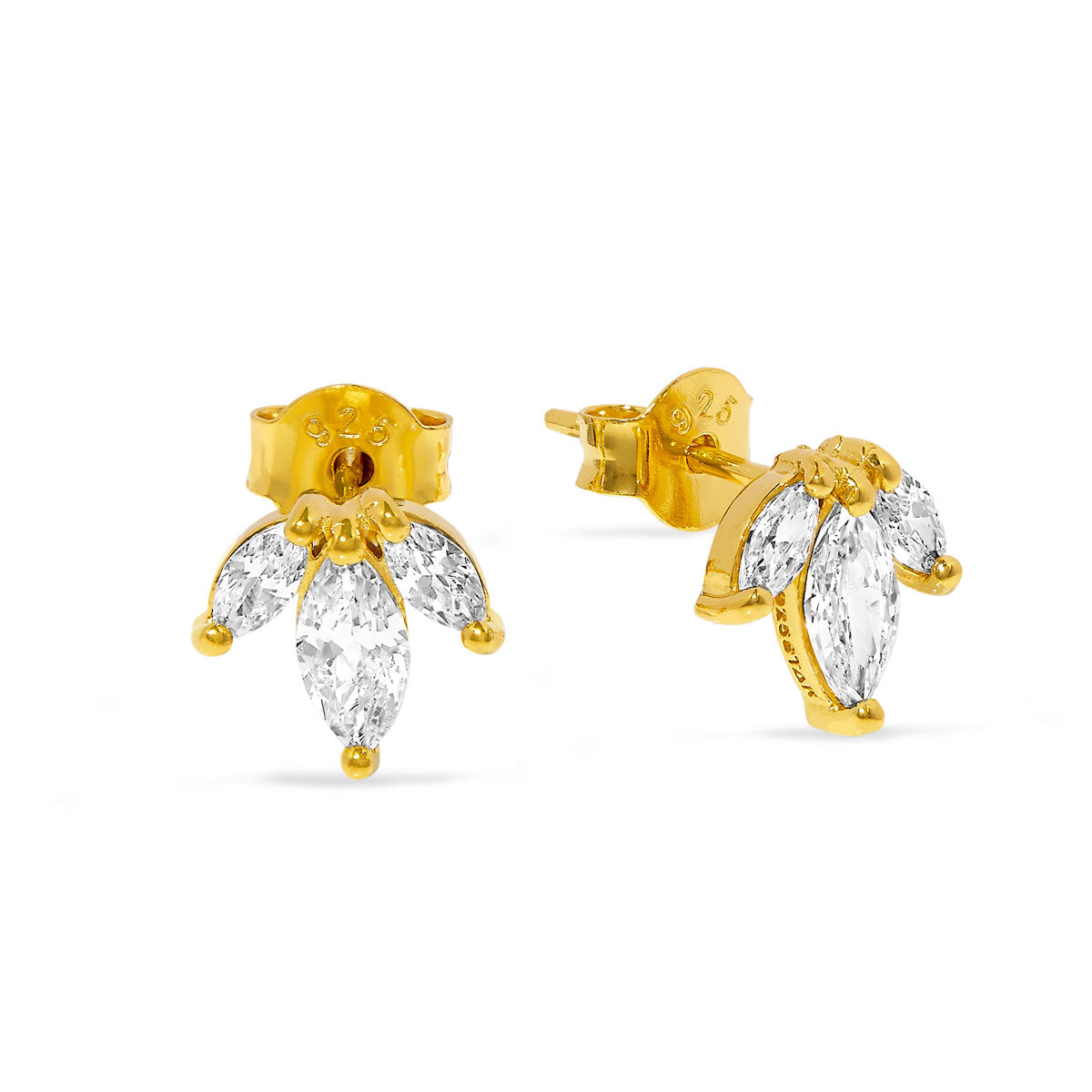 Trinity Sparkle Studs Gold