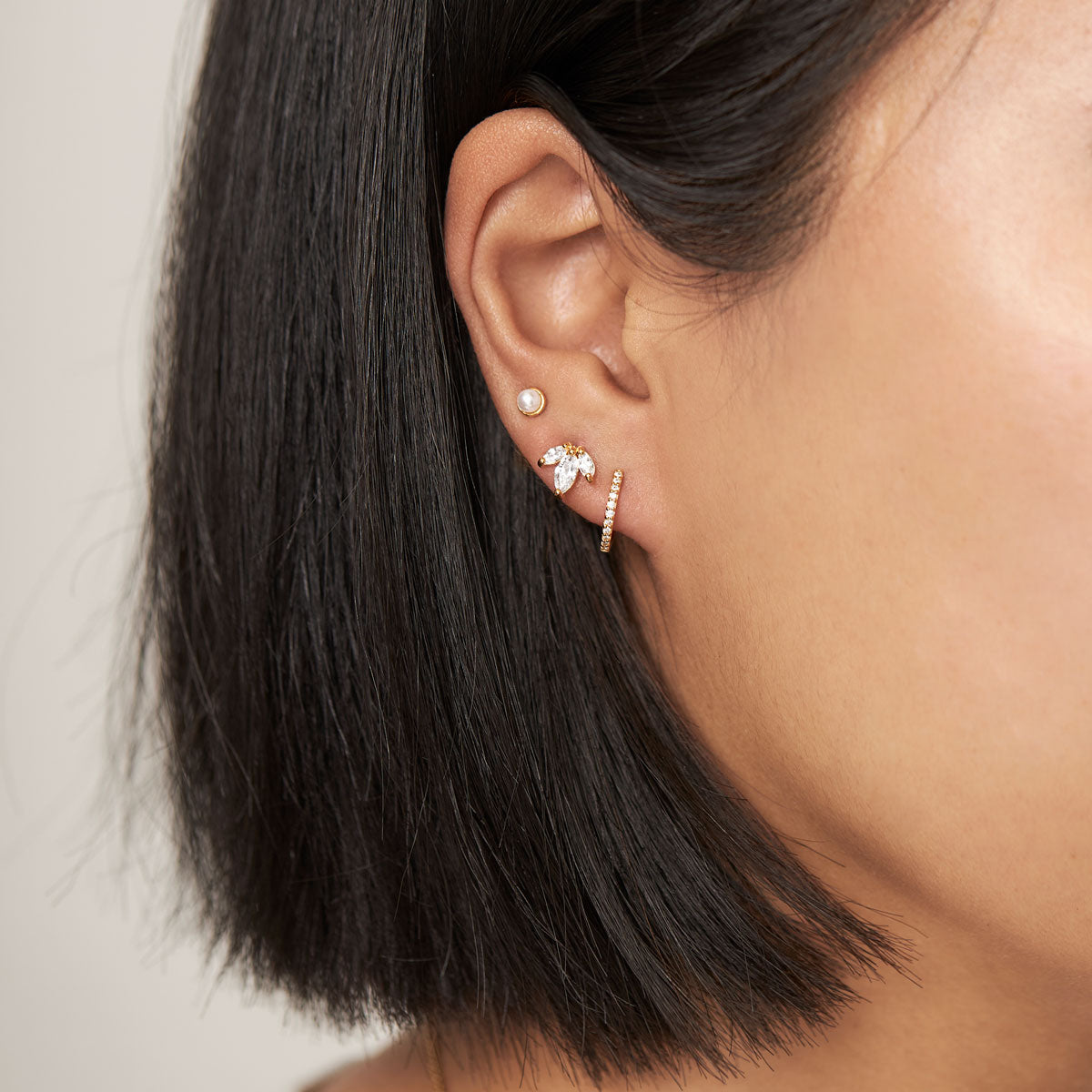 Trinity Sparkle Studs Gold