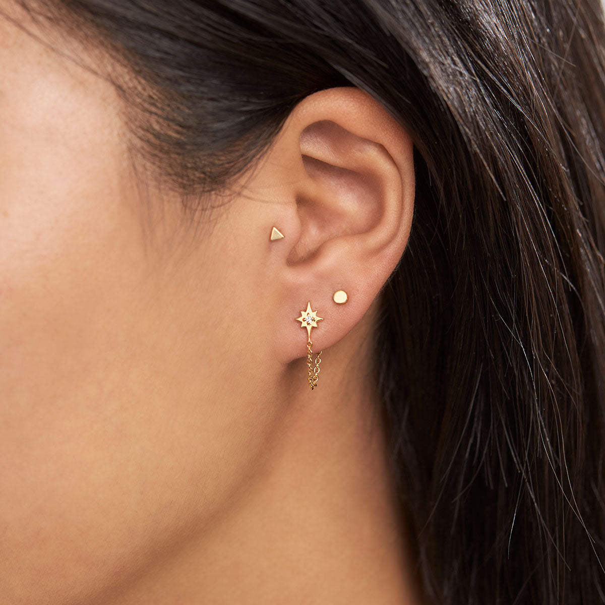 Celestial Light Chain Studs Gold