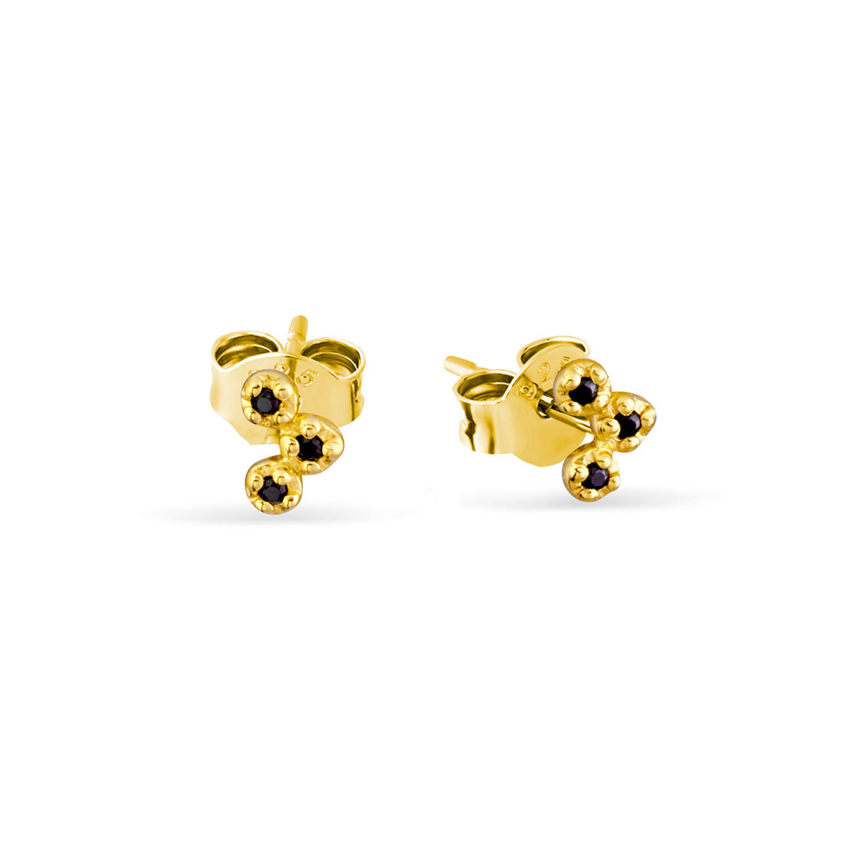 Star Cluster Black Spinel Studs Gold