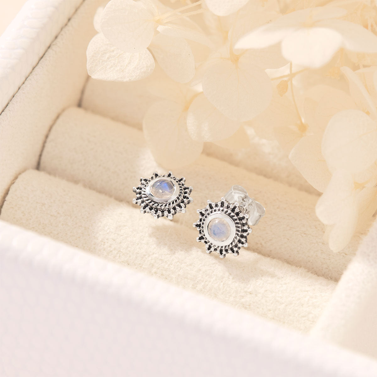 Nusa Sunrise Moonstone Studs