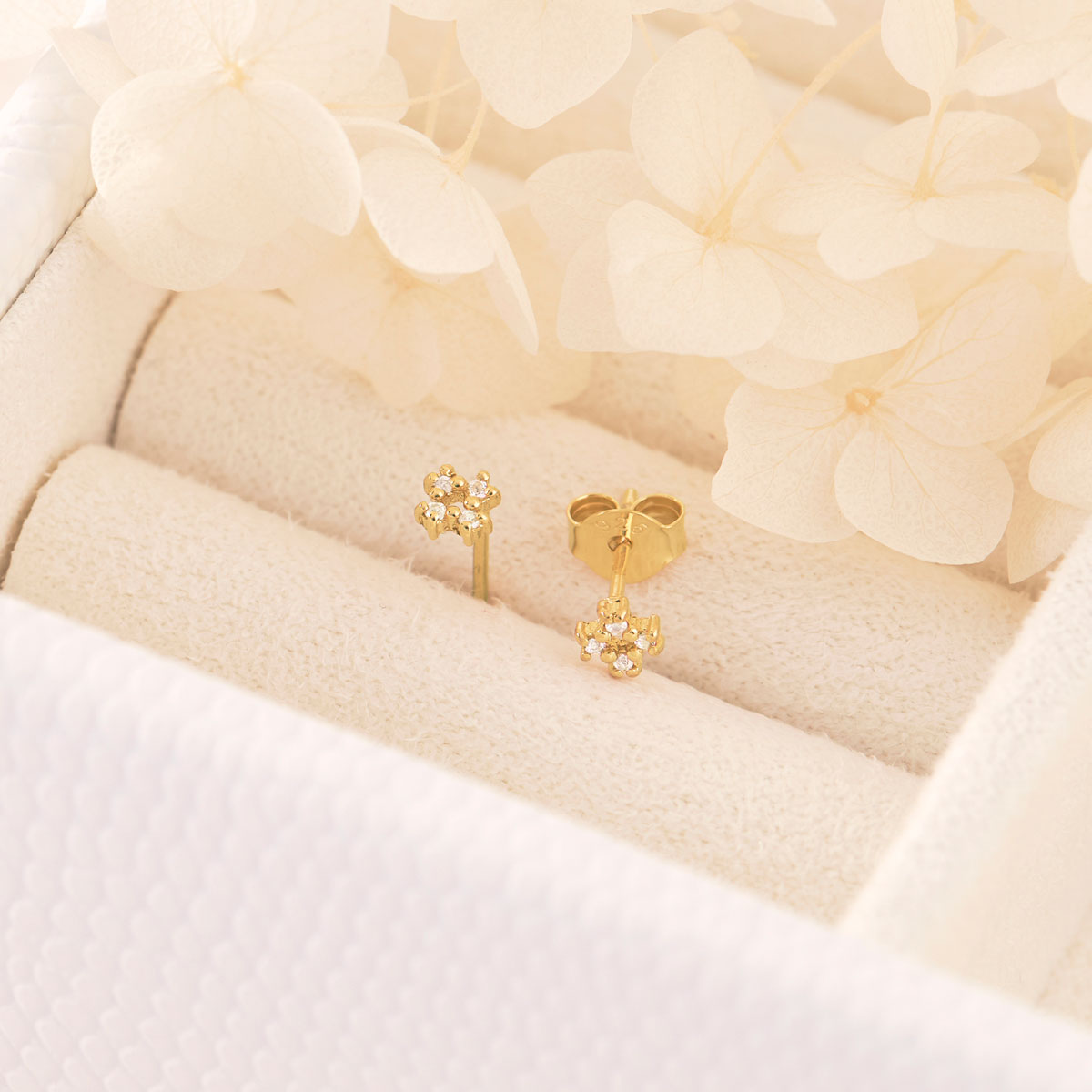 Supernova White Topaz Studs Gold