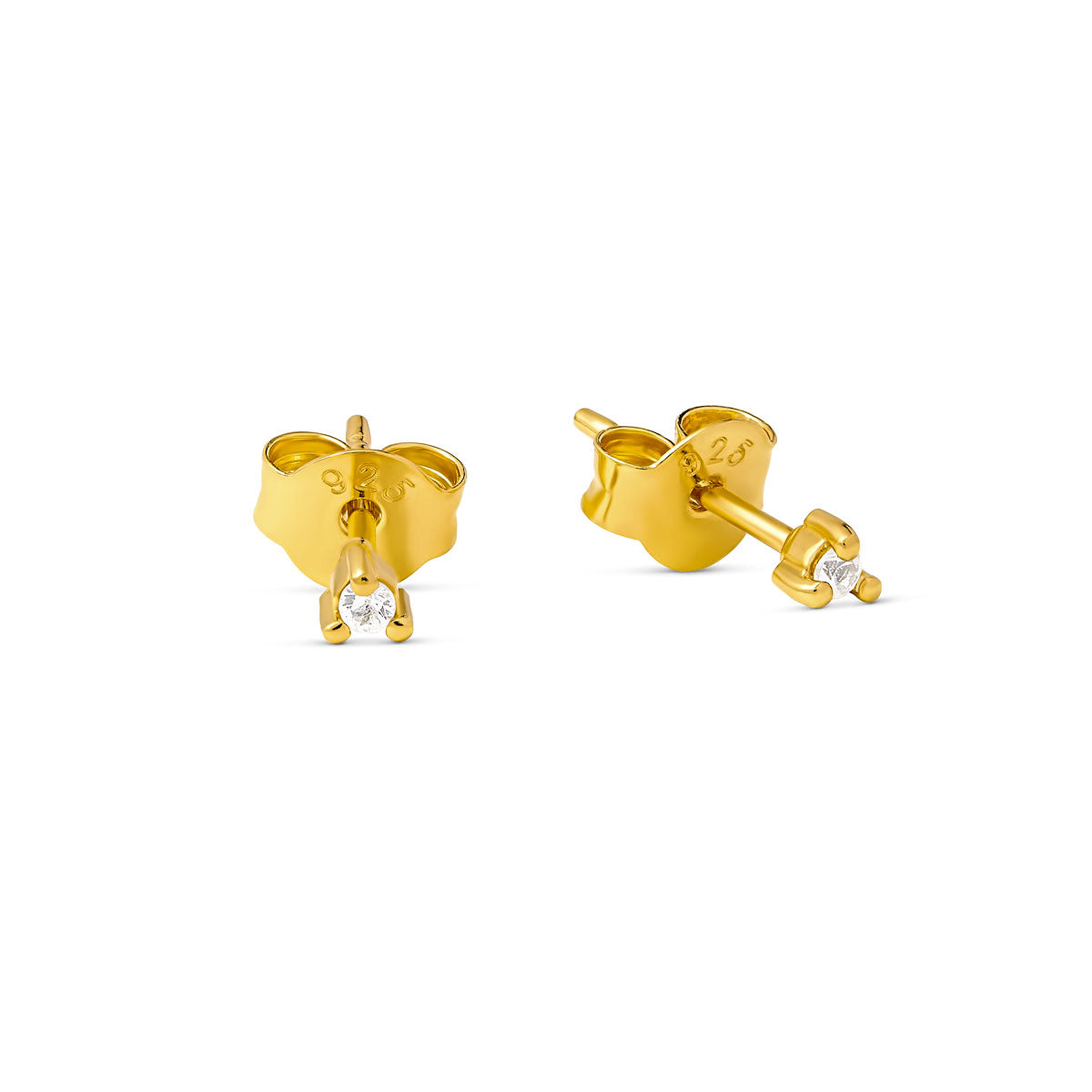 Delicate White Topaz Studs Gold