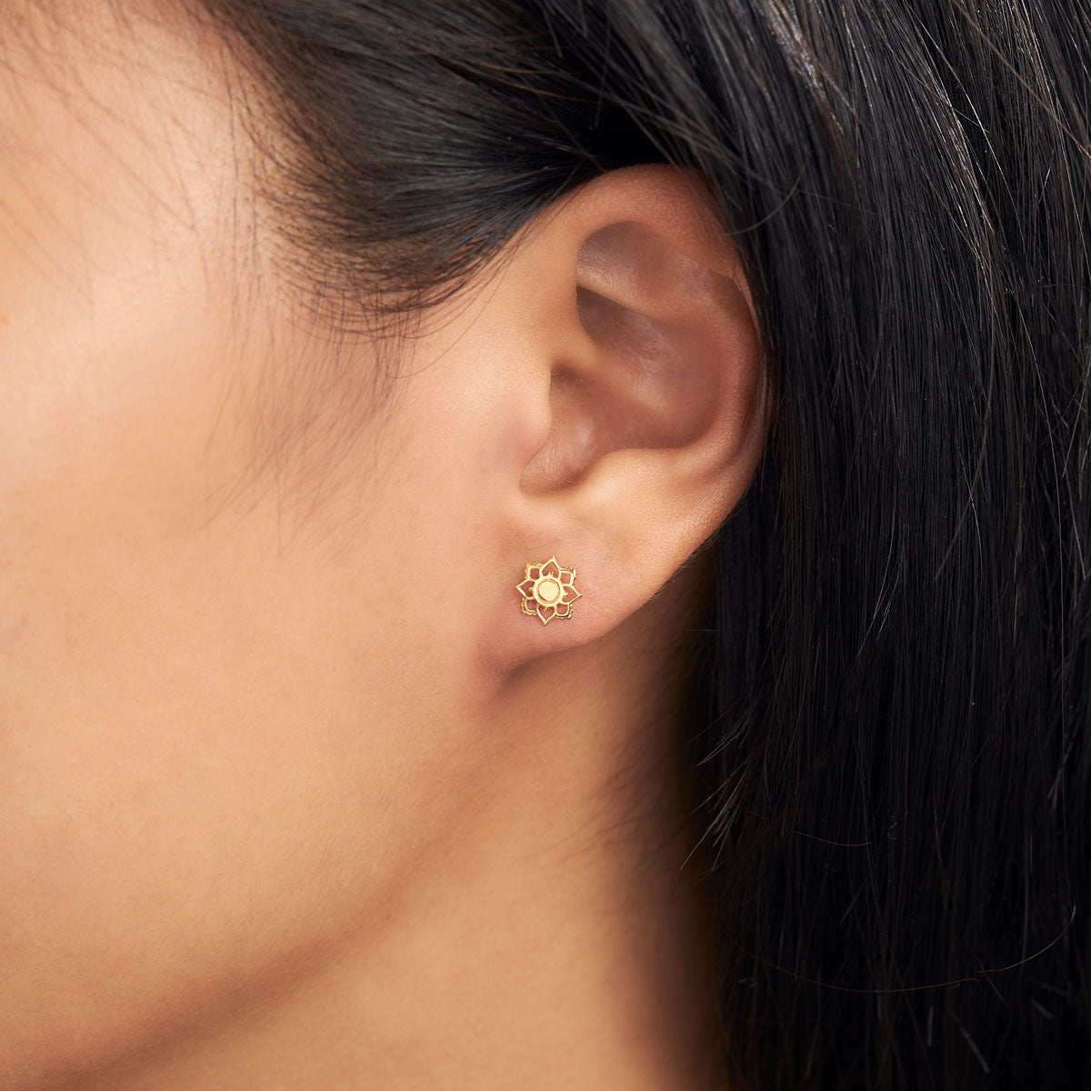 Mandala Flower Studs Gold