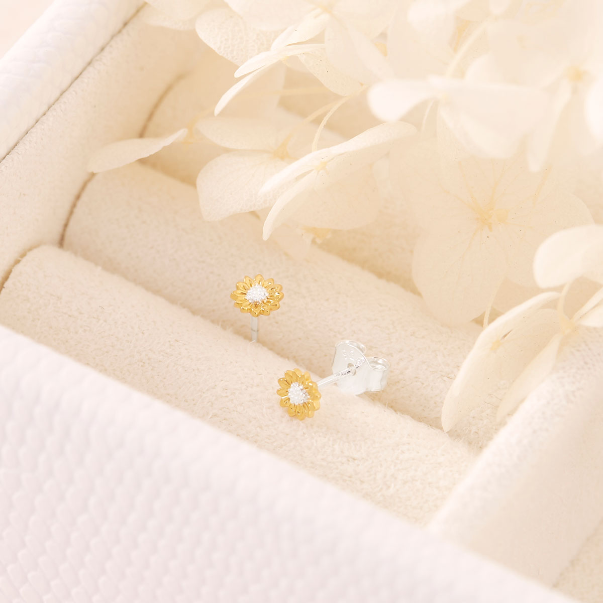 Tiny Sunflower Two Tone Studs