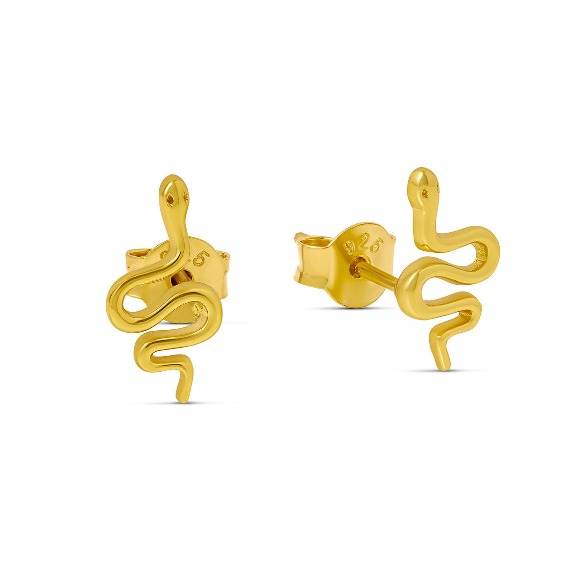 Green Tree Snake Studs Gold