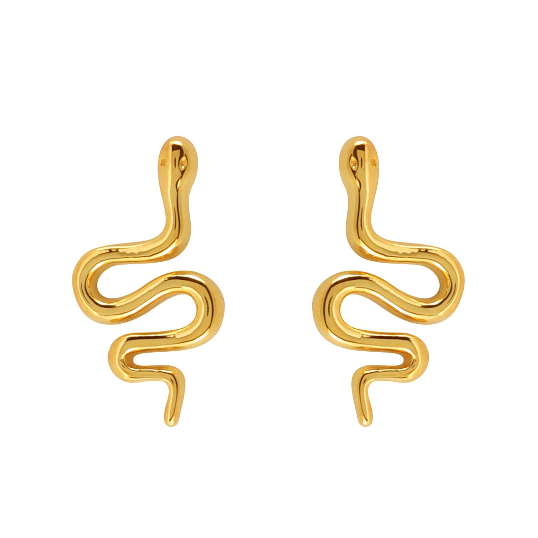 Green Tree Snake Studs Gold