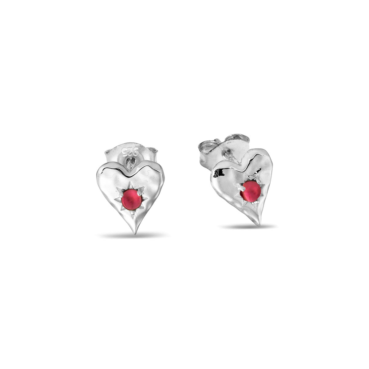 Love Heart Garnet Studs