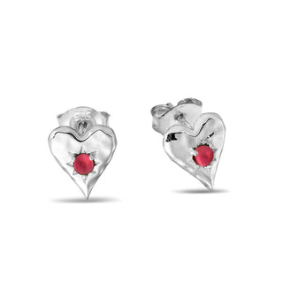Love Heart Garnet Studs
