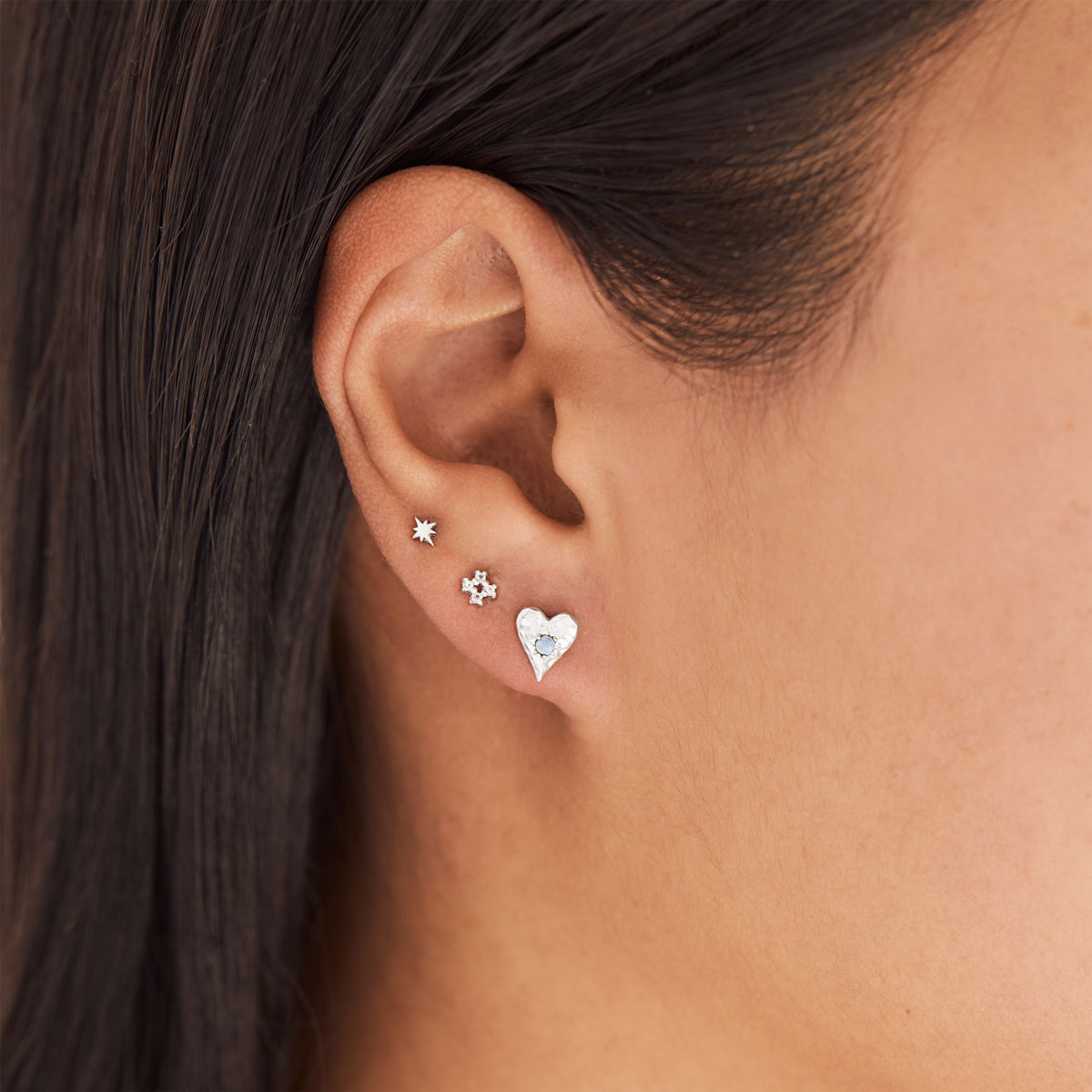 Love Heart Moonstone Studs