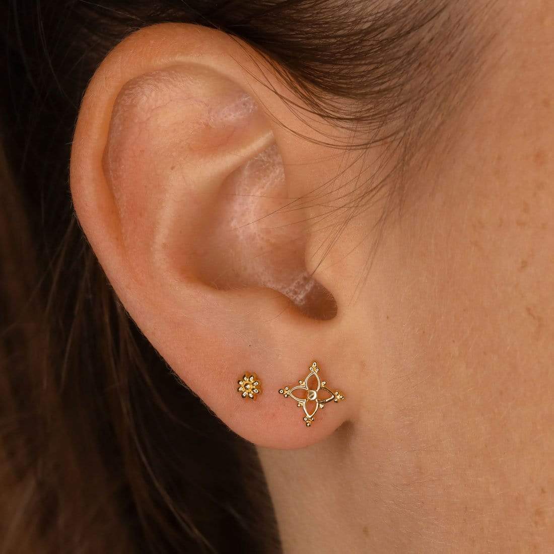 Dainty Moroccan Star Studs Gold