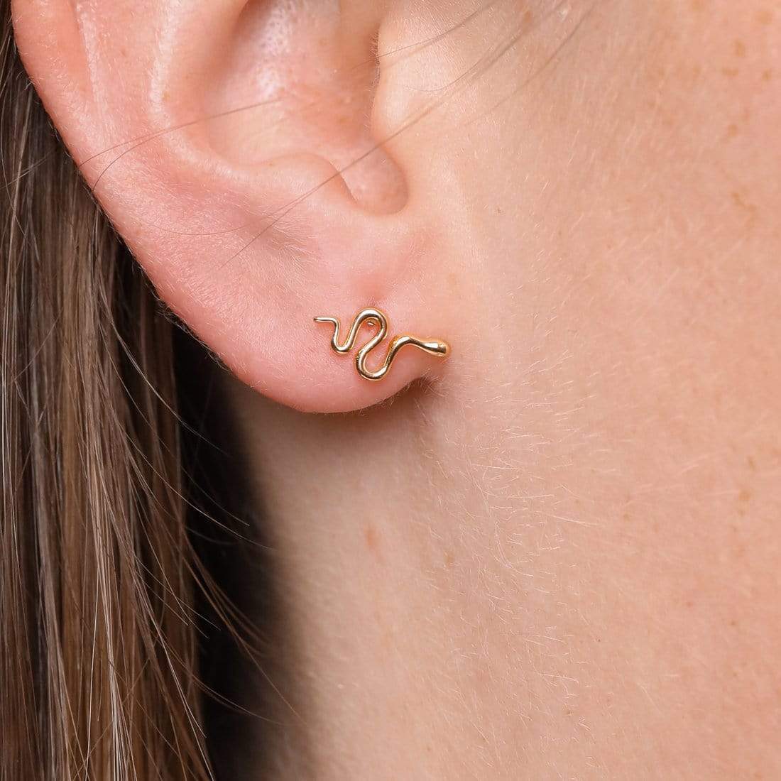Green Tree Snake Studs Gold